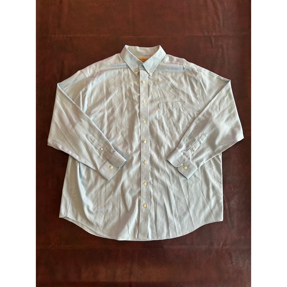 Roundtree & Yorke Gold Label Mens 2XB Blue Non-Iron Cotton Button Down Shirt